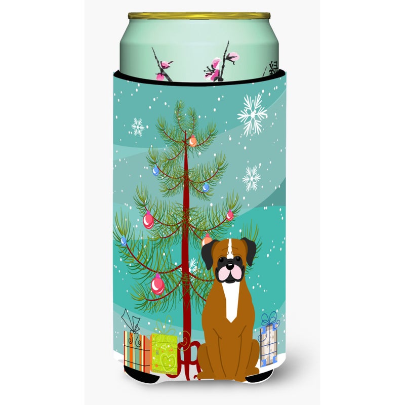 Caroline's Treasures ""Caroline's Treasures Merry Christmas Tree Flashy Fawn Boxer Tall Boy Beverage Insulator Hugger BB4241TBC  Multicolor"" 