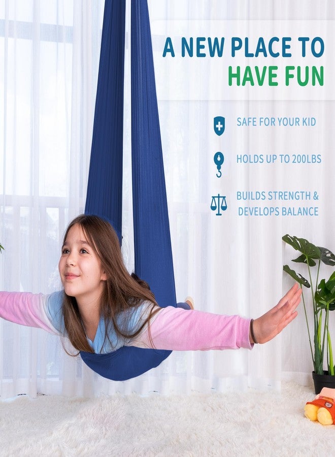 OUTREE Sensory Swing for Kids with 360° Swivel Hanger, Indoor Therapy Swing Great for Autism, ADHD, Sensory Processing Disorder, and Autistic Children (Navy Blue) - Image 2