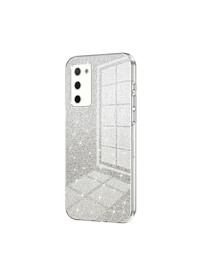 HuHa Case Cover For OPPO A55 5G / A56 / A53s 5G Gradient Glitter Powder Electroplated Phone Case Transparent 