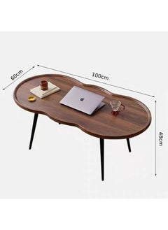 MOMENT Irregular Coffee Table, With Heightening Edges & 4 Metal Legs, Arc Corner Design - Anti-Collision, For Living Room, Office, Balcony  - Image 3