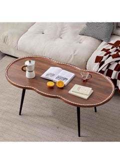 MOMENT Irregular Coffee Table, With Heightening Edges & 4 Metal Legs, Arc Corner Design - Anti-Collision, For Living Room, Office, Balcony  - Image 2
