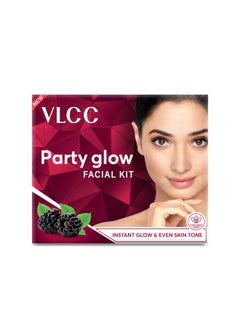 VLCC VLCC Party Glow Facial Kit - Single Use | Salon Like Facial at Home in Just 6-Steps | Includes Cleanser, Scrub, Cream, Face Pack & Moisturizing Gels | 2.12 Oz/60g  - Image 1