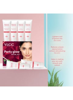 VLCC VLCC Party Glow Facial Kit - Single Use | Salon Like Facial at Home in Just 6-Steps | Includes Cleanser, Scrub, Cream, Face Pack & Moisturizing Gels | 2.12 Oz/60g  - Image 4