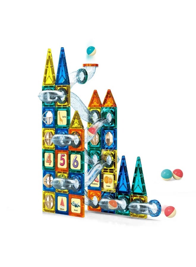 TARIOMART Magnetic Building Tiles 97 PCS Set – 3D Creative Construction Blocks, STEM Learning Toy for Kids 3+ Years, Educational Montessori Magnetic Building Kit - Image 1