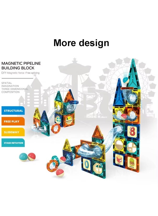 TARIOMART Magnetic Building Tiles 97 PCS Set – 3D Creative Construction Blocks, STEM Learning Toy for Kids 3+ Years, Educational Montessori Magnetic Building Kit - Image 3