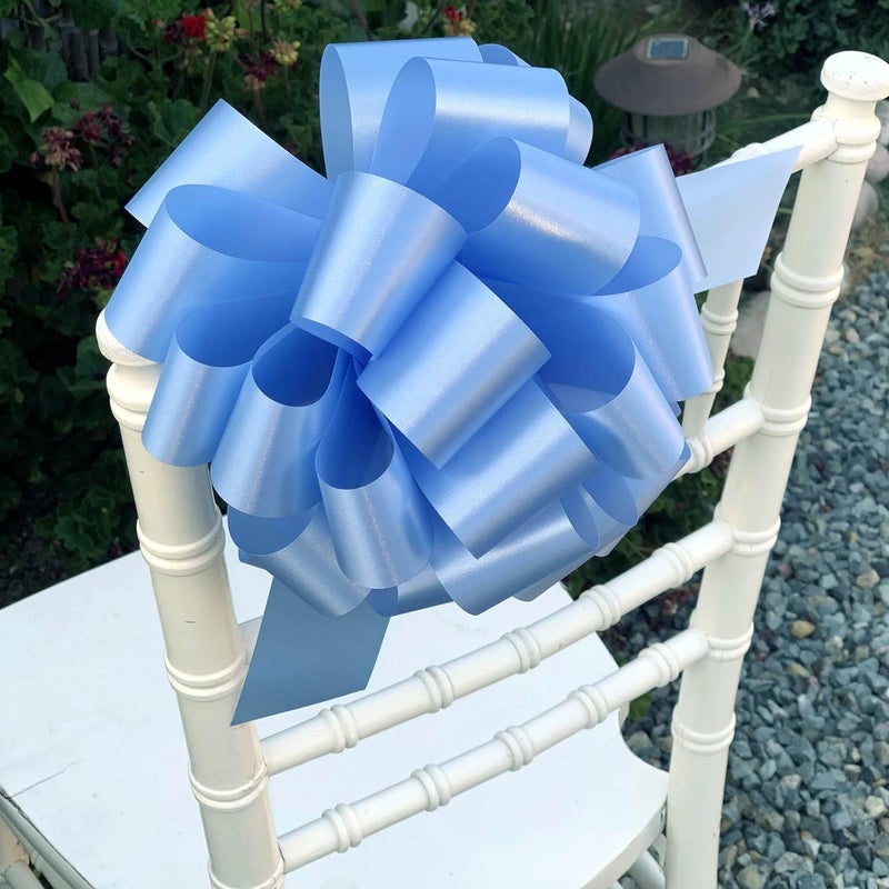 Gift Wrap Etc. Light Blue Ribbon Pull Bows - 9" Wide, Set of 6, Gift Bows, Presents, Birthday, Baby Shower, Gift Basket, Decoration, Office, Classroom, Fundraiser, Wedding, Reception, Christmas, Easter - Image 2