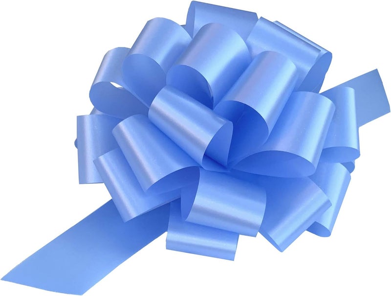Gift Wrap Etc. Light Blue Ribbon Pull Bows - 9" Wide, Set of 6, Gift Bows, Presents, Birthday, Baby Shower, Gift Basket, Decoration, Office, Classroom, Fundraiser, Wedding, Reception, Christmas, Easter - Image 1