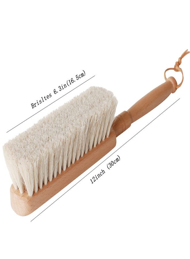 OAKART Horsehair Hand Brush Soft Bristles for Upholstery Furniture Couch Bed Beech Wood Handle 12 Inch Long (2pcs) - Image 3