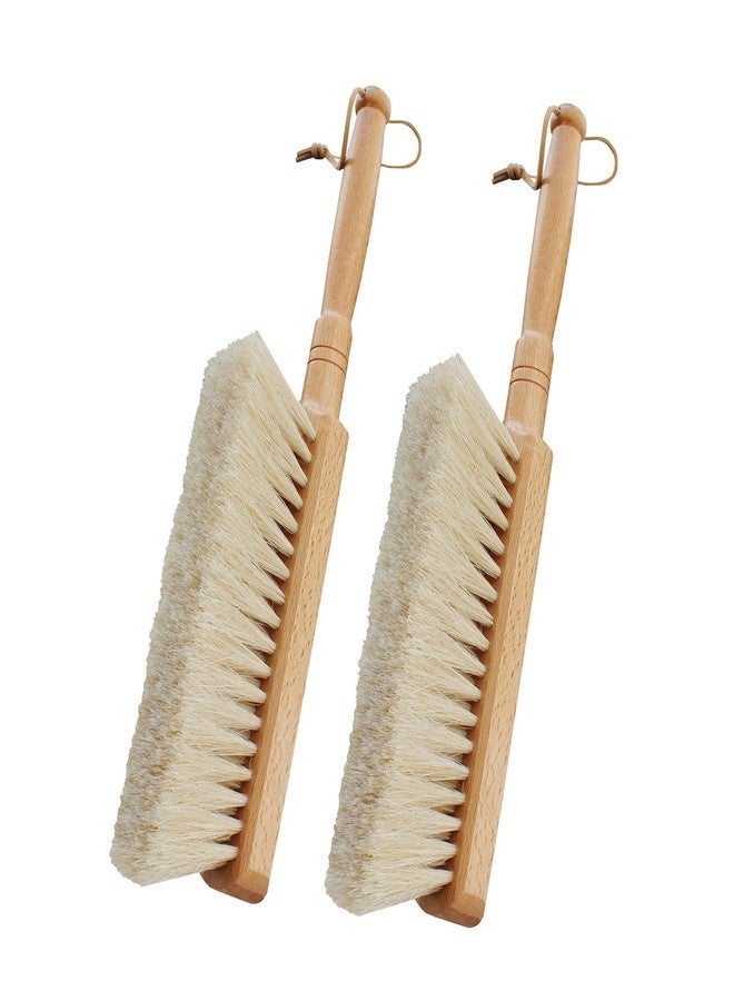 OAKART Horsehair Hand Brush Soft Bristles for Upholstery Furniture Couch Bed Beech Wood Handle 12 Inch Long (2pcs) - Image 1