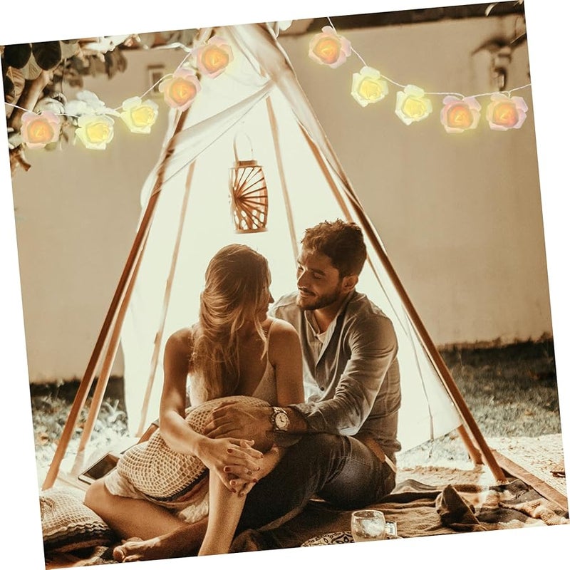 Cabilock USB Rose Flower String Lights Warm White LED Fairy Lights For Bedroom Wedding Party - Image 5