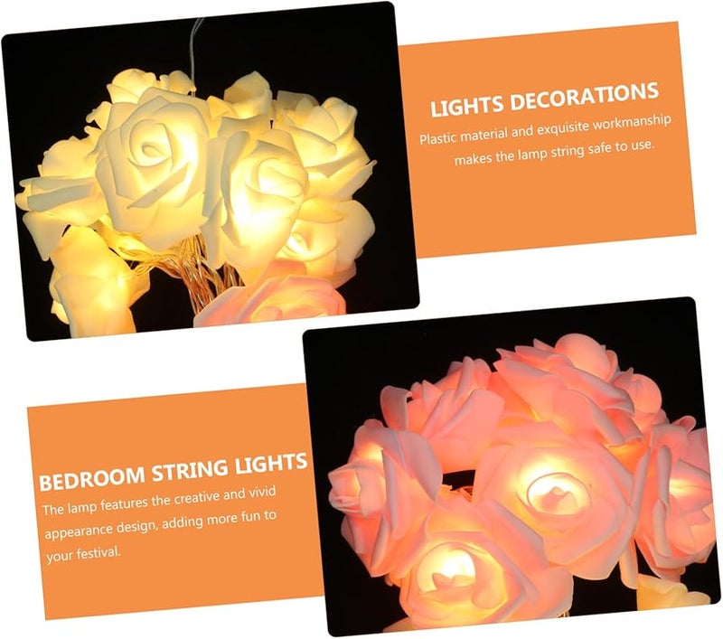 Cabilock USB Rose Flower String Lights Warm White LED Fairy Lights For Bedroom Wedding Party - Image 3