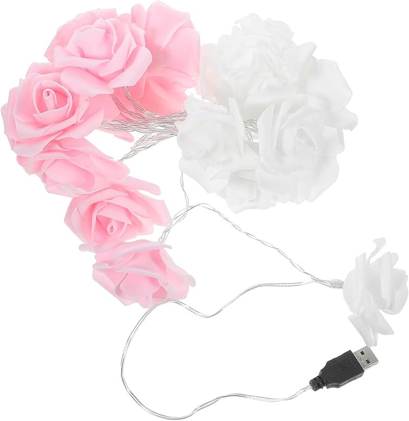 Cabilock USB Rose Flower String Lights Warm White LED Fairy Lights For Bedroom Wedding Party - Image 2