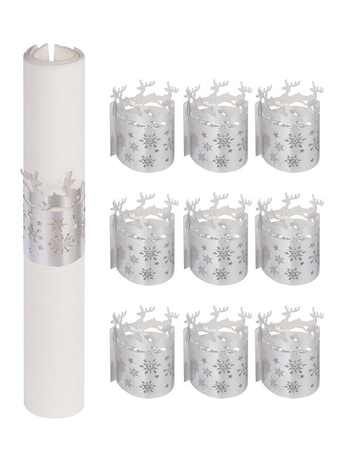 MORGIANA Disposable Napkin Rings, 50pcs Silver Deer Disposable Paper Napkin Holders for Weddings Party Christmas Restaurant Table Decoration - Image 1