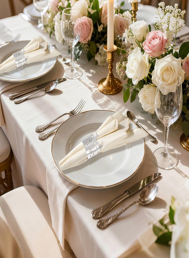MORGIANA Disposable Napkin Rings, 50pcs Silver Deer Disposable Paper Napkin Holders for Weddings Party Christmas Restaurant Table Decoration - Image 3