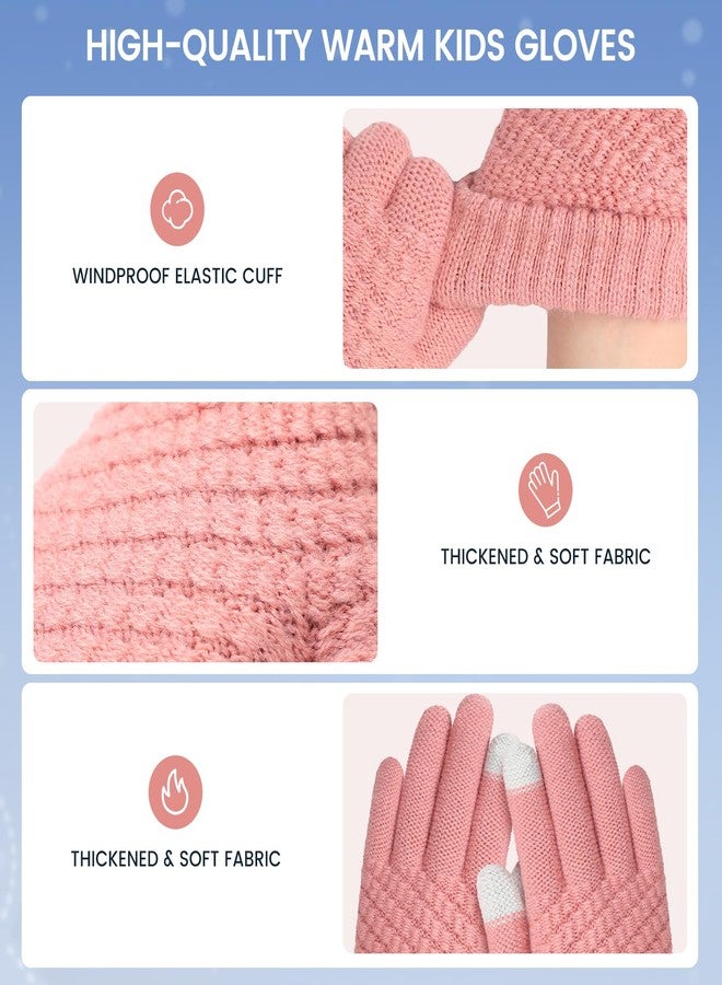 Clothclose 4 Pairs Kids Winter Gloves for Boys Girls - Warm Winter Gloves for Kid, Knit Thermal Kid Gloves Touchscreen Toddler Gloves, Soft Fleece Lined Kids Mittens for Cold Weather - Image 5