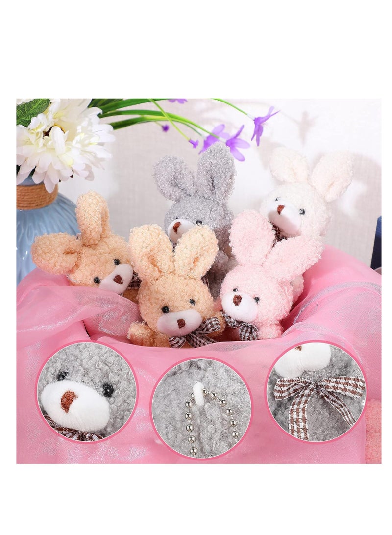 Raxoom 12 Pcs 4 Inch Mini Plush Stuffed Animal Bear Bunny Koala Jointed Furry Doll Toys for DIY Keychain Gifts Birthday Wedding Party Favors - Image 2