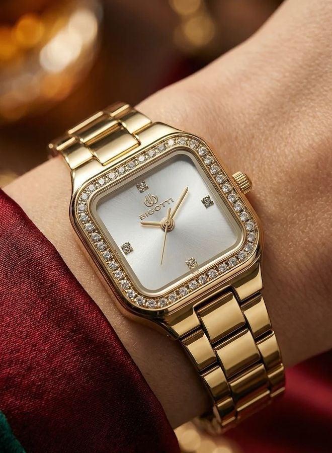 Bigotti - Quotidiano Women Watch | Stainless SteelBrass Case | Analog | Square Dial | Mineral Glass | Japanese Quartz | Water Resistant 30 Meters - Image 2