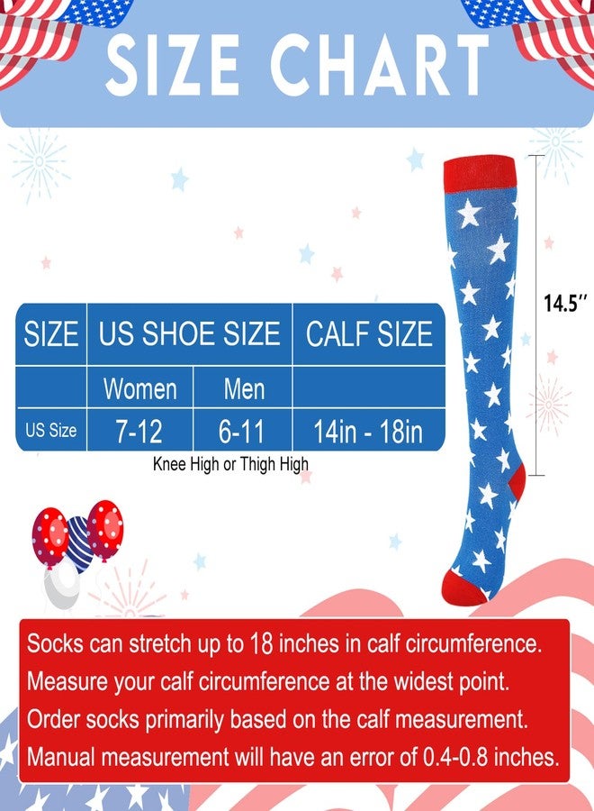 Junely Compression Socks for Women Knee High Festival Socks for Running Work Support Nurses Pregnancy Travel, Blue Star, 9 inches to 16 inches - Image 5
