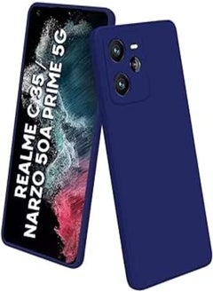 Generic جراب سيليكون عالي الجودة مبطن من الداخل مع حماية للكاميرا لهاتف Realme C35 / Realme Narzo 50A Prime (أزرق) 