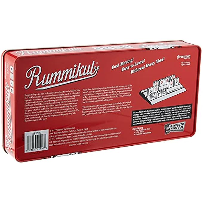 بريسمان Pressman Rummikub في القصدير الرجعية - لعبة بلاط الرومي الأصلية من الأحمر ، 5 " - Image 3