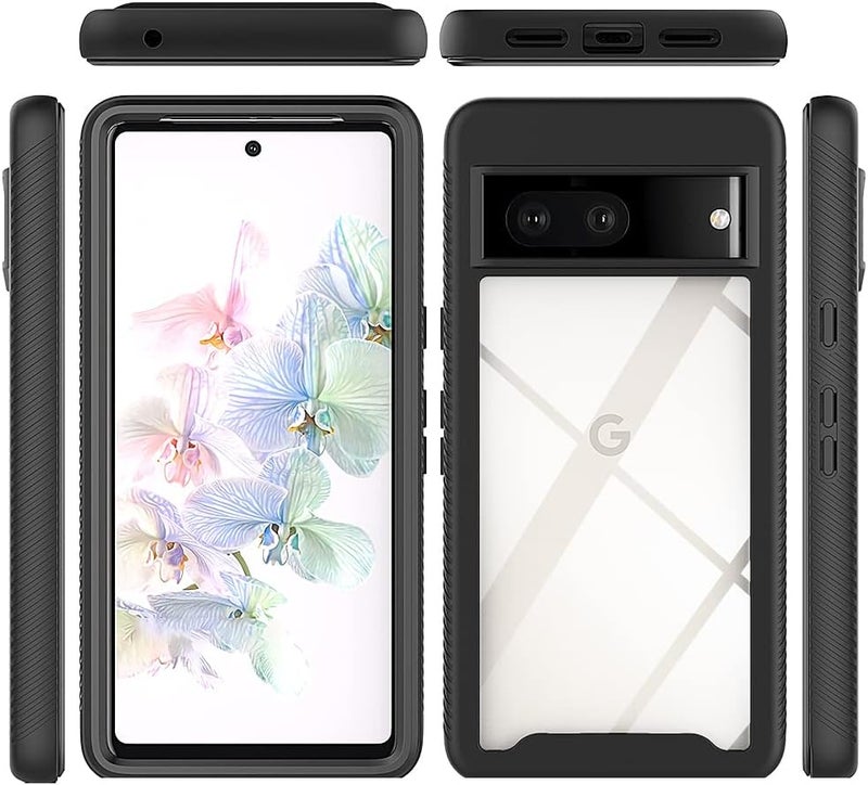 زيني غطاء المتوافق مع هاتف Google Pixel 7 Pro، غطاء مضاد للصدمات مع حماية شاملة وواقي شاشة مدمج، غطاء خارجي متين بإطار، أسود - Image 2