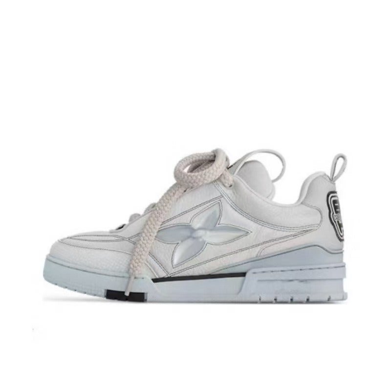 Women's & Men's Chunky Platform Bread Shoes - Leather Low-Top Lace-Up Sneakers, Breathable Non-Slip Casual Sports Shoes