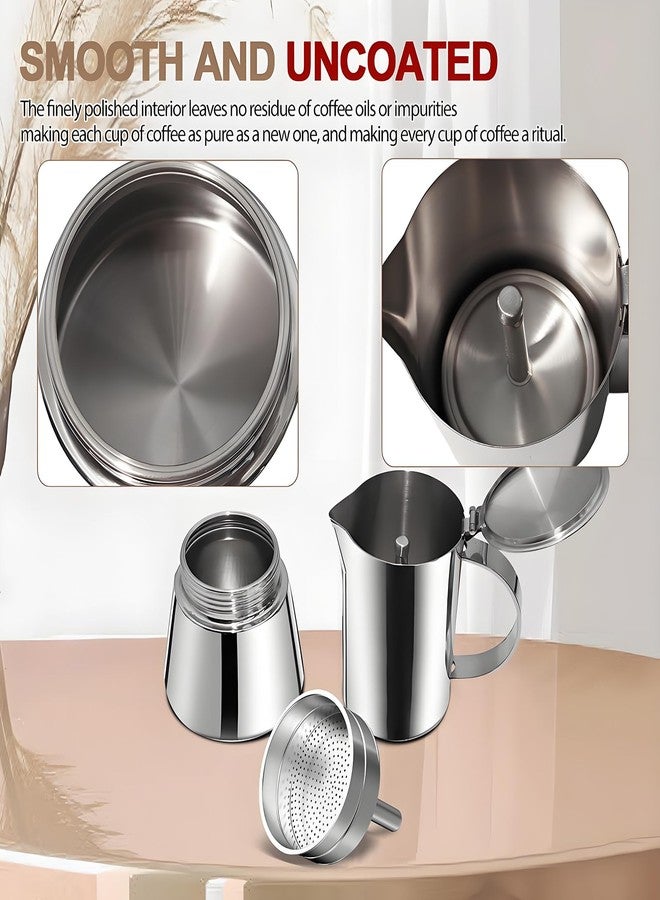 Mogrecha Uncoated 2 Cup Moka Pot 304 Thickened Stainless Steel Coffee Maker Stovetop Espresso Coffeemaker Italian Classic Style Brewing Greca Cafe Mocha Machine for Cafeteras Camping Travel Home 100ml 3.3oz - Image 3