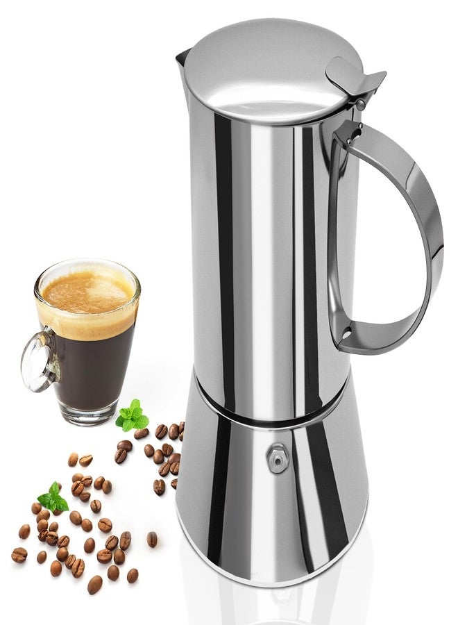Mogrecha Uncoated 2 Cup Moka Pot 304 Thickened Stainless Steel Coffee Maker Stovetop Espresso Coffeemaker Italian Classic Style Brewing Greca Cafe Mocha Machine for Cafeteras Camping Travel Home 100ml 3.3oz - Image 1