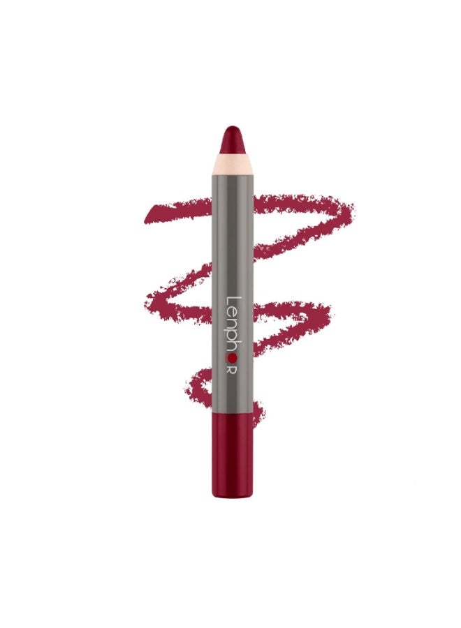 Lenphor Matt Show-Off 2 in 1 Crayon Lip Pencil Lipstick, Lip Liner Waterproof & Smudgeproof, Long Lasting, Matte Finish, Pointed Tip, Aggie Maroon, 2.8gm - Image 1