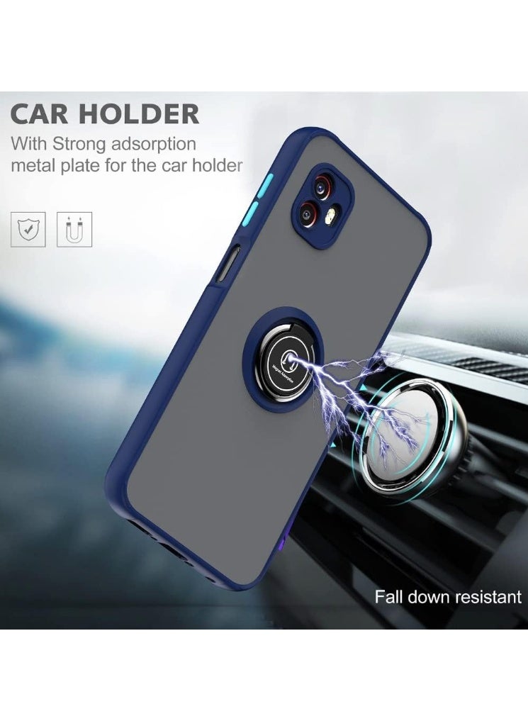 Muzz Samsung Galaxy A04 Case Silicone Protective Bumper Camera Protection Thin Translucent Shockproof Matte Back Cover with 360 rotational Car Mount Magnetic Ring Holder Case For Galaxy A04 Blue - Image 3