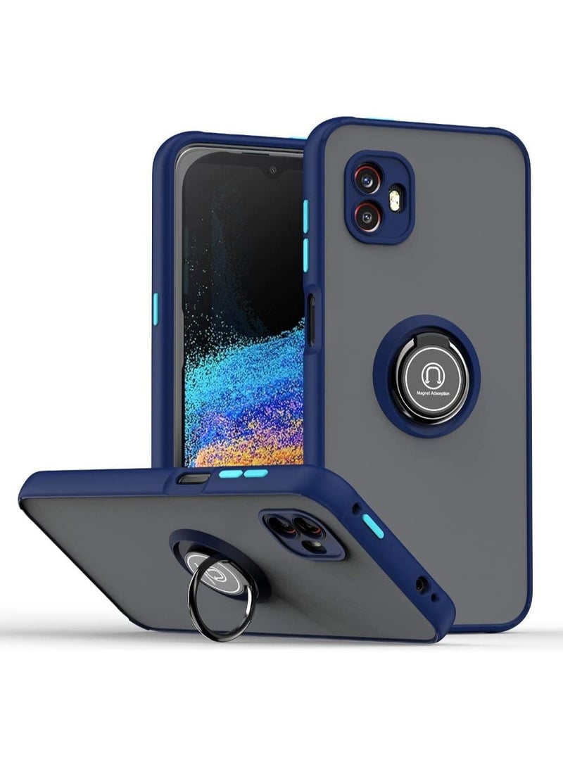 Muzz Samsung Galaxy A04 Case Silicone Protective Bumper Camera Protection Thin Translucent Shockproof Matte Back Cover with 360 rotational Car Mount Magnetic Ring Holder Case For Galaxy A04 Blue - Image 1