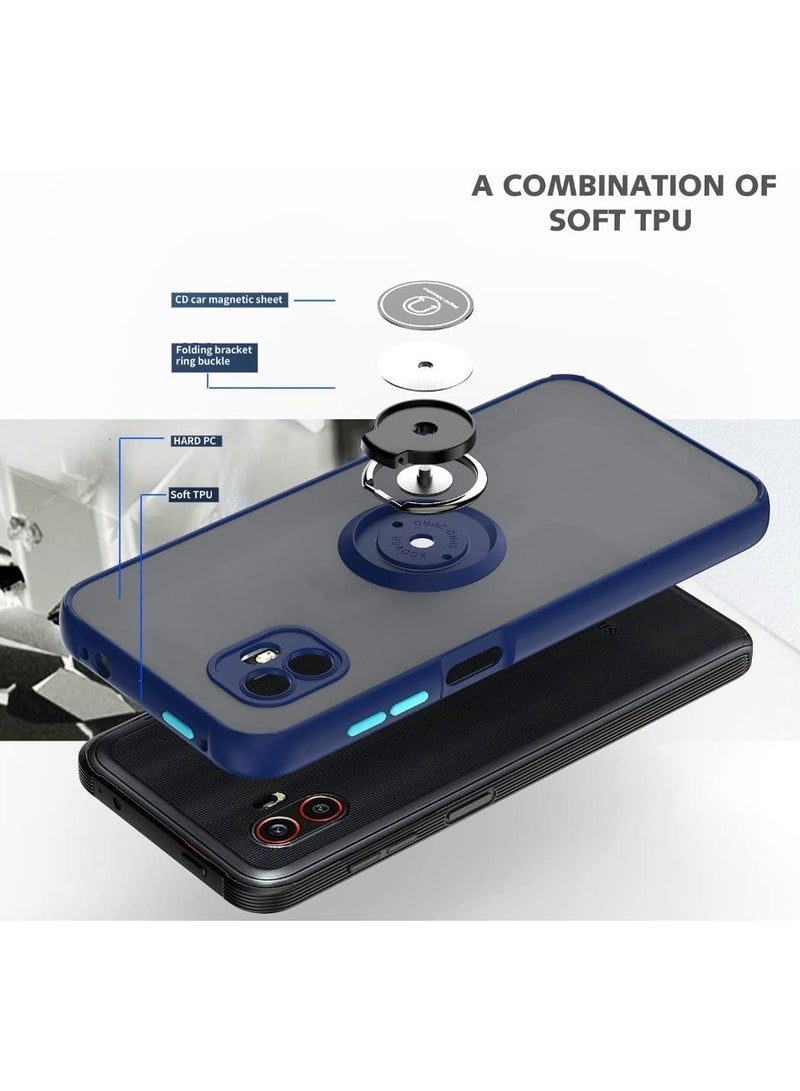 Muzz Samsung Galaxy A04 Case Silicone Protective Bumper Camera Protection Thin Translucent Shockproof Matte Back Cover with 360 rotational Car Mount Magnetic Ring Holder Case For Galaxy A04 Blue - Image 2