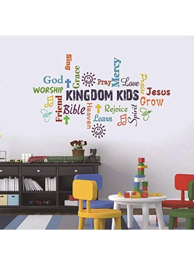 Cozy Decor Sunday School Decorations for Kids Classroom Wall Decals Kindom Kids Lettering Inspirational Christian Bible Verse Posters Wall Stickers for Children Classroom Play Room Church Religious Decorations - Image 1