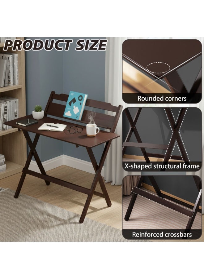 CHOIWIN Office desk, Desk with Adjustable Height, 100cm Portable Computer Desk with Backrest, No-Assembly Foldable Writing Table for Small Space, Home Office, Bedroom100*45*87CM - Image 4