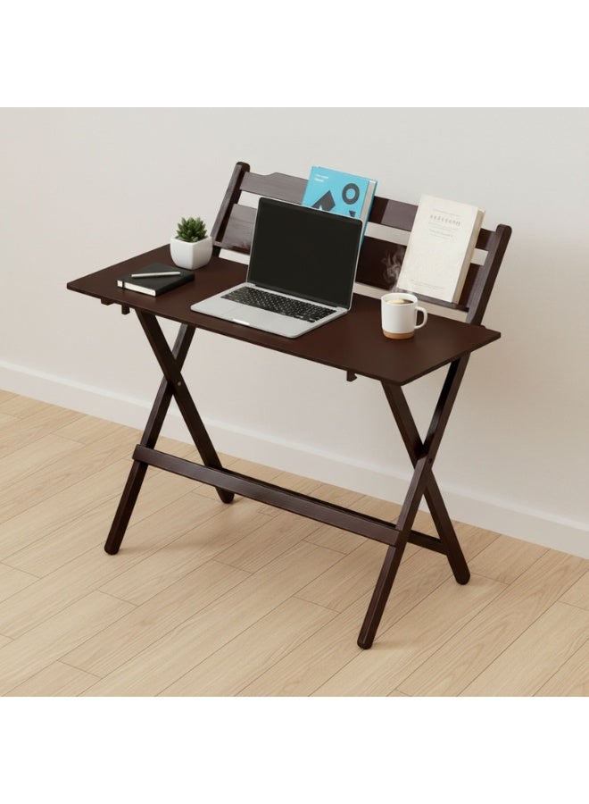 CHOIWIN Office desk, Desk with Adjustable Height, 100cm Portable Computer Desk with Backrest, No-Assembly Foldable Writing Table for Small Space, Home Office, Bedroom100*45*87CM - Image 1