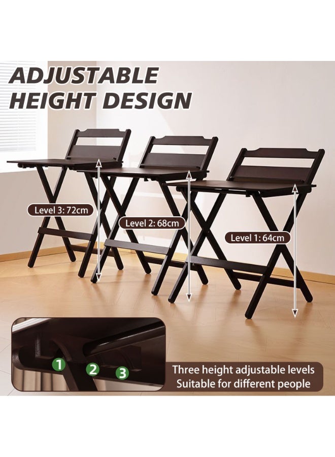 CHOIWIN Office desk, Desk with Adjustable Height, 100cm Portable Computer Desk with Backrest, No-Assembly Foldable Writing Table for Small Space, Home Office, Bedroom100*45*87CM - Image 3