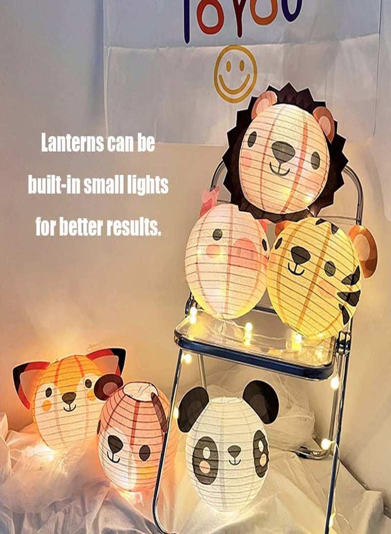 KASTWAVE Animal Paper Lanterns Jungle Animal Hanging Lanterns 8Pcs for Birthday Parties Baby Showers Home Doorway Bedroom Ceiling Decor Party Decorations Barnyard Farm Lanterns Party Hanging Lanterns - Image 3