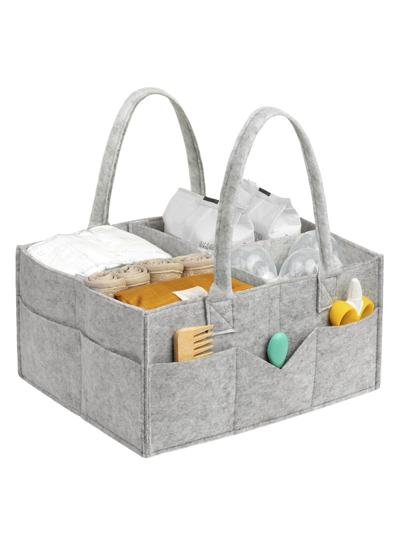 Diaper Caddy Organizer - Nursery Storage Bin, Baby Organizer for Nursery, Baby Gift Basket, Changing Table Organizer, Portable Diaper Organizer Caddy for Girls, Boys (Classic Gray) - Image 1
