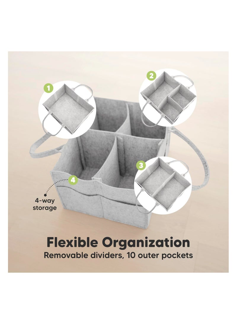 Diaper Caddy Organizer - Nursery Storage Bin, Baby Organizer for Nursery, Baby Gift Basket, Changing Table Organizer, Portable Diaper Organizer Caddy for Girls, Boys (Classic Gray) - Image 4