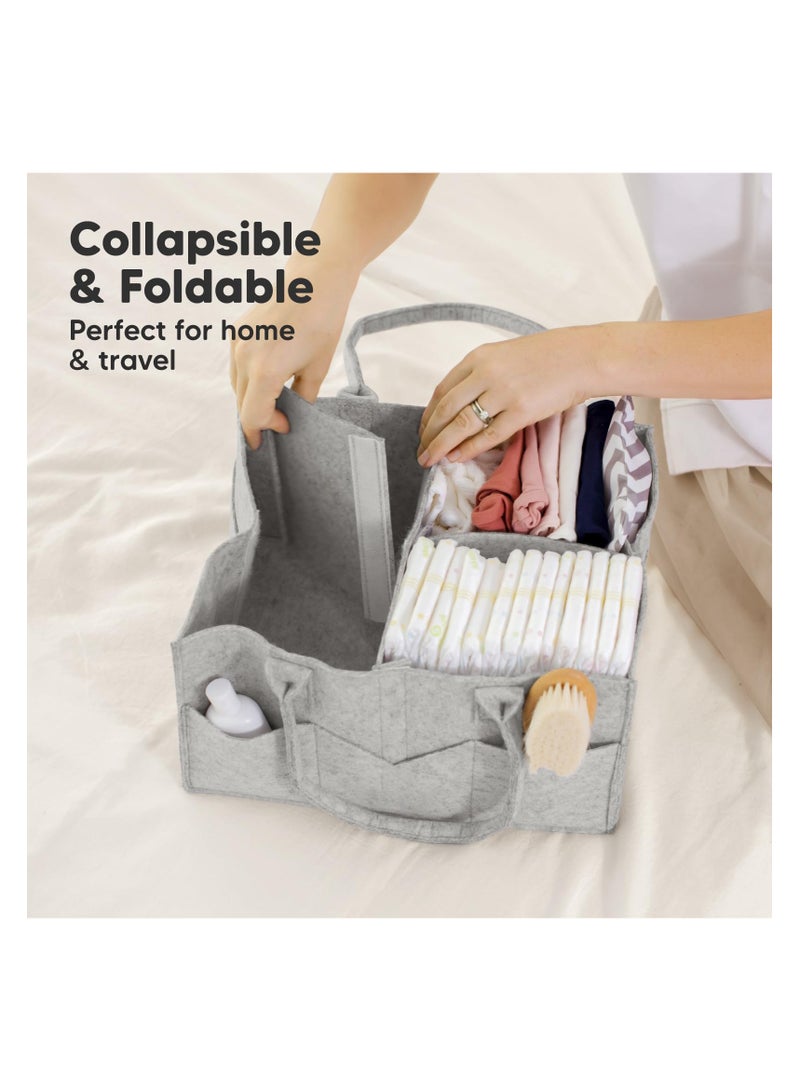 Diaper Caddy Organizer - Nursery Storage Bin, Baby Organizer for Nursery, Baby Gift Basket, Changing Table Organizer, Portable Diaper Organizer Caddy for Girls, Boys (Classic Gray) - Image 5