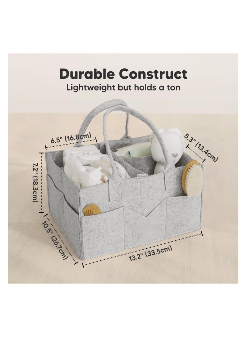 Diaper Caddy Organizer - Nursery Storage Bin, Baby Organizer for Nursery, Baby Gift Basket, Changing Table Organizer, Portable Diaper Organizer Caddy for Girls, Boys (Classic Gray) - Image 3