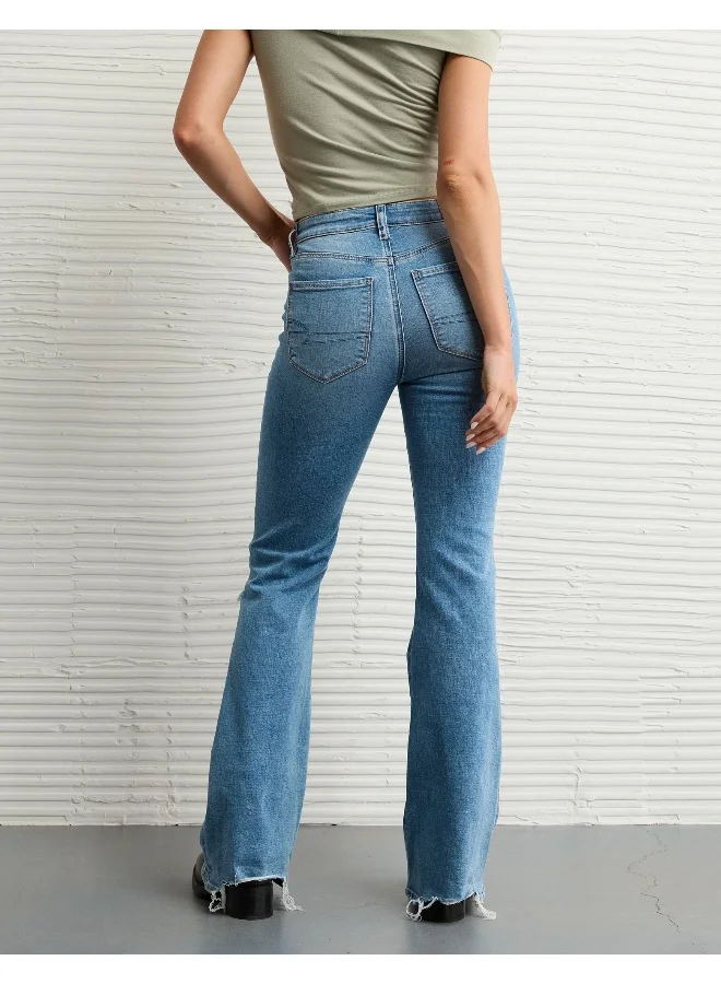 American Eagle AE Next Level Ripped Super High-Waisted Flare Jean