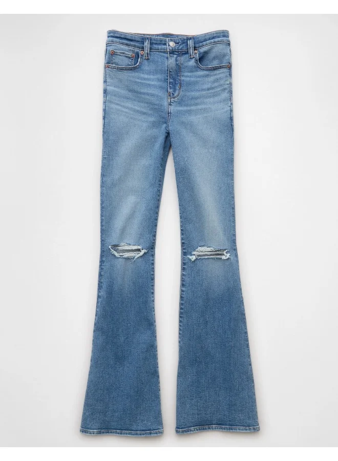American Eagle AE Next Level Ripped Super High-Waisted Flare Jean