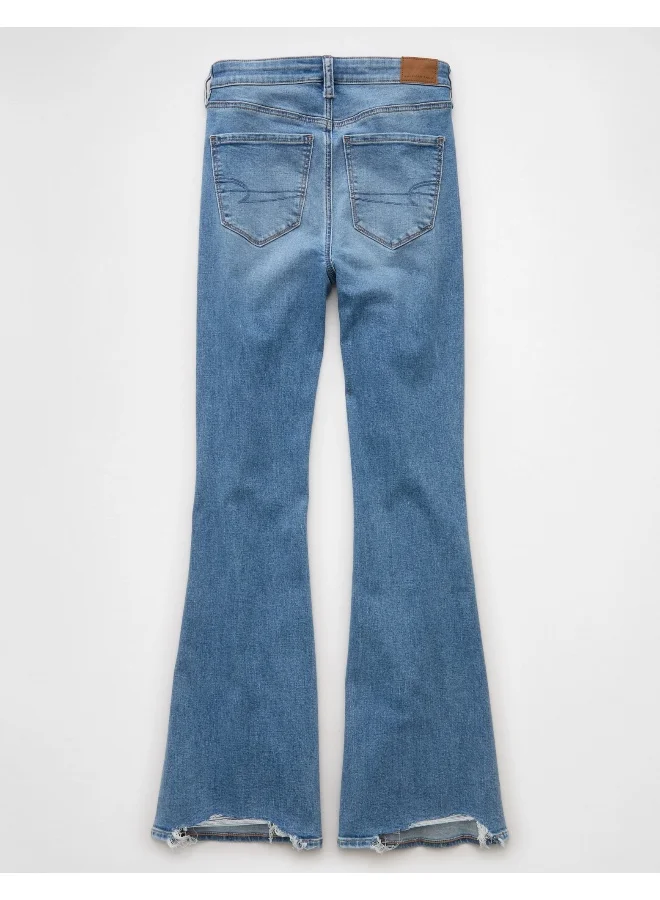American Eagle AE Next Level Ripped Super High-Waisted Flare Jean