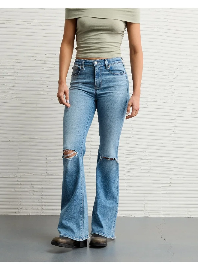 American Eagle AE Next Level Ripped Super High-Waisted Flare Jean