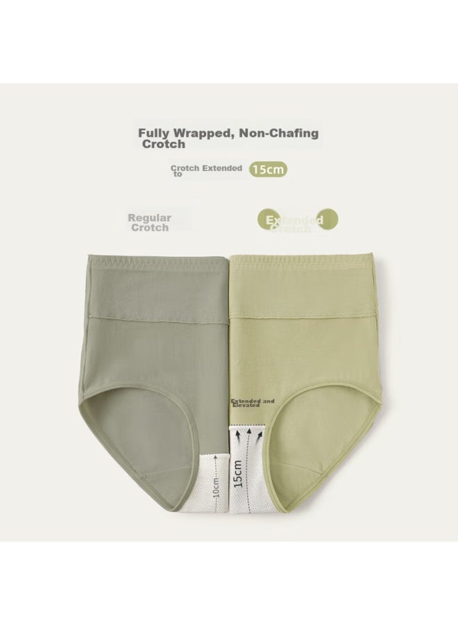 Youngyell Women's Underwear, Pure Cotton Antibacterial High-waist Plus Size 200 Jin, Slightly Tummy Control And Lifting, Mom's Summer Shorts, 4-pack - Image 2