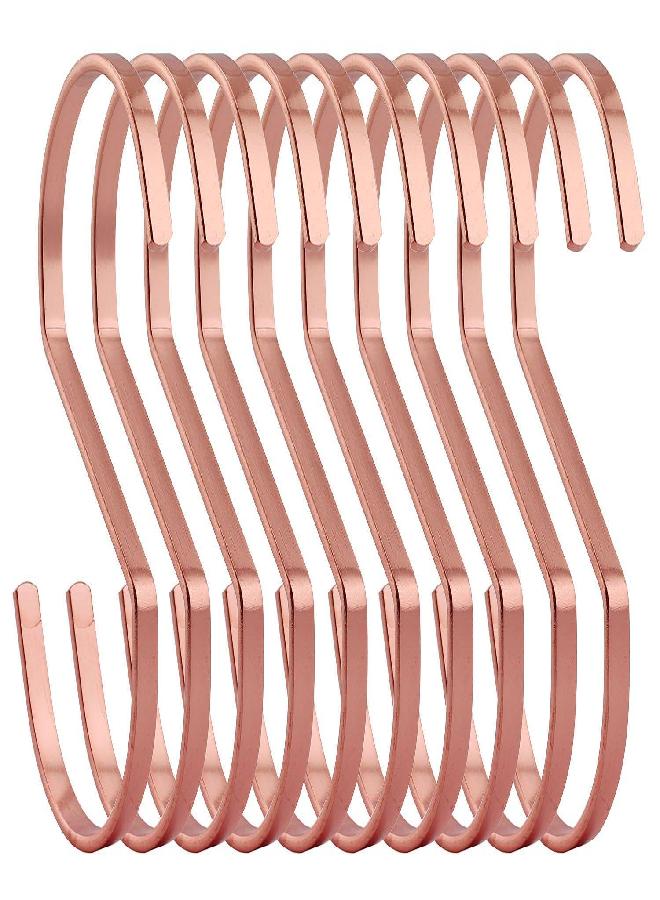 RuiLing 10-Pack 4 Inch Rose Gold Chrome Finish Steel Hanging Flat Hooks - S Shaped Hook Heavy-Duty S Hooks, for Kitchenware, Pots, Utensils, Plants, Towels, Gardening Tools, Clothes. - Image 3