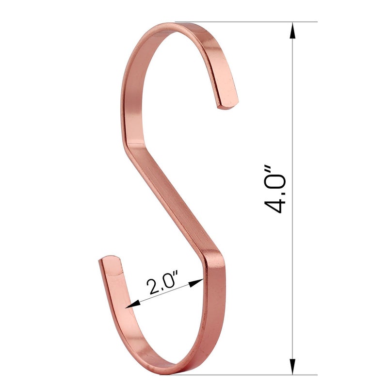 RuiLing 10-Pack 4 Inch Rose Gold Chrome Finish Steel Hanging Flat Hooks - S Shaped Hook Heavy-Duty S Hooks, for Kitchenware, Pots, Utensils, Plants, Towels, Gardening Tools, Clothes. - Image 2