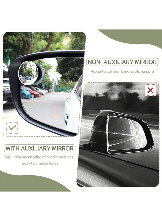 2PCS Blind Spot Mirror, Round HD Glass Frameless Convex Rear View Mirror, 360 Degree Adjustable Wide Angle Side Rear View Mirror for Cars SUVs Motorcycles Trucks - Image 5