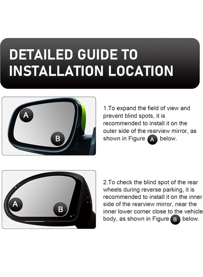 2PCS Blind Spot Mirror, Round HD Glass Frameless Convex Rear View Mirror, 360 Degree Adjustable Wide Angle Side Rear View Mirror for Cars SUVs Motorcycles Trucks - Image 2